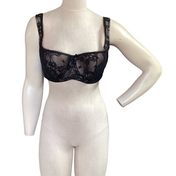 NWT Rosme Lace Balconette Bra Underwire Support Sz 40DD/E Black 44P - Picture 3 of 7